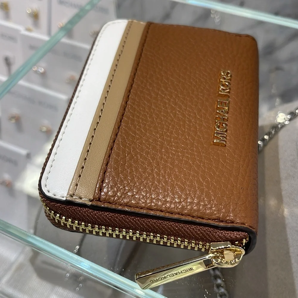 Michael Kors Jet Set Travel Md Zip Around Color-Block Wallet Card Case Luggage